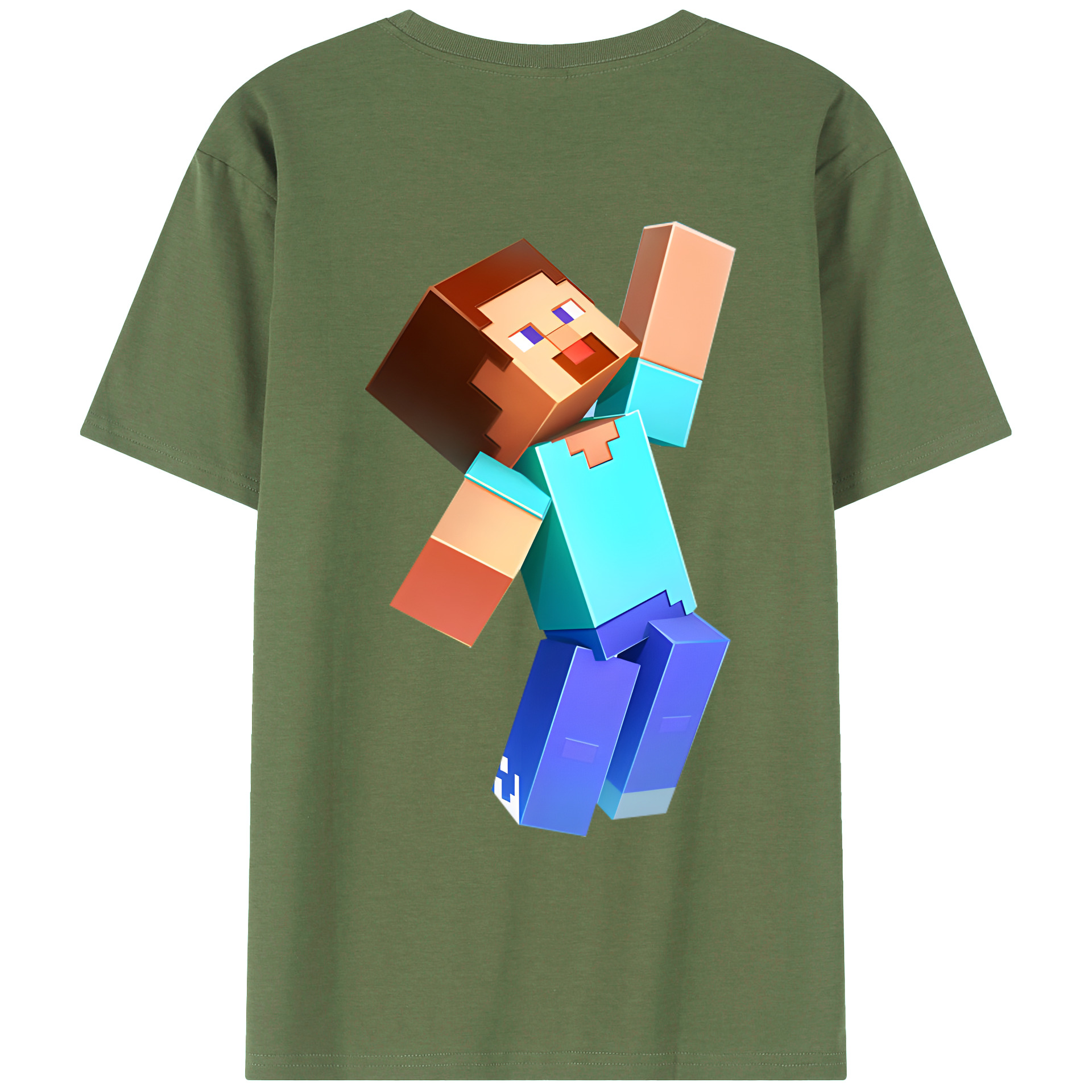 （画像用） マインクラフト ブロックの世界 Minecraft MC Block world 綿100％ メンズ半袖Tシャツ（バックプリント） 通気性